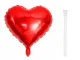 Heart Shaped Foil Balloon 34 x 45 cm with Inflation Straw, Red