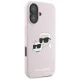 Karl Lagerfeld Silicone Nauble Heads Print MagSafe Case for iPhone 16, Pink