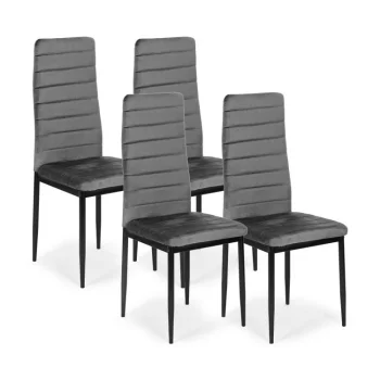 Mebelki24 Velvet Dining Chairs, Grey, 4 pcs