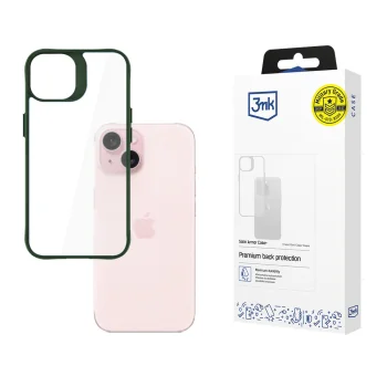 3Mk Protection Satin Armor Case+ for Apple iPhone 15, Transparent/Green