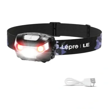 Lepro 3200008 Rechargeable LED Headlamp, 300 lm, 1200 mAh, Black