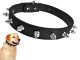 Adjustable Dog Collar with Studs, Faux Leather, Size L