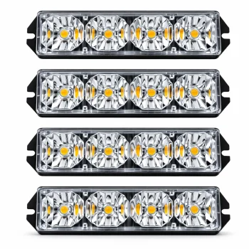 LED Strobe Light Kit for Trucks 4pc 12V with 10 Flash Modes and Remote, Amber