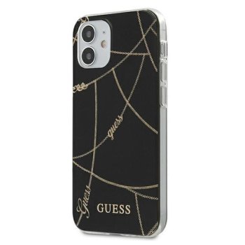 Apple iPhone 12 mini 5.7'' Guess Gold Chain Collection Case Cover (GUHCP12SPCUCHBK), Black