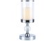 Set of 3 Glamour Candle Holders with Crystal Accents, Metal and Glass, Chrome