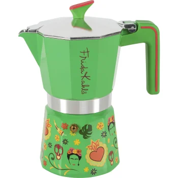 Pedrini Frida Kahlo Moka Pot, 6 Cups, Green