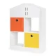 Ecotoys Kids House-Shaped Bookshelf with Baskets, White