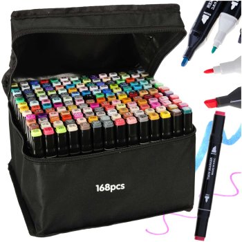 Dual-Tip Alcohol Markers in a Case, 168 pcs