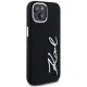 Karl Lagerfeld Silicone Metal Script Logo Case for iPhone 15 - Black