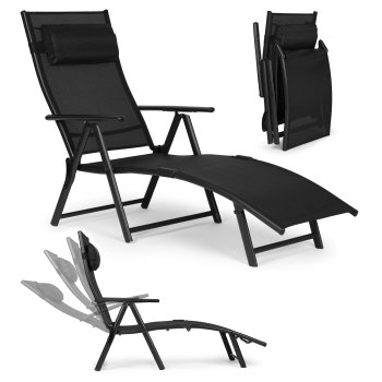 Folding Garden Sun Lounger MultiGarden with Adjustable Backrest, Black