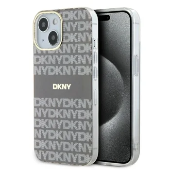 DKNY iPhone 15 / 14 / 13 Case IML Mono & Stripe MagSafe, Beige