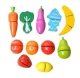 Kruzzel Wooden Fruits and Vegetables for Cutting in a Bucket, 14 pcs