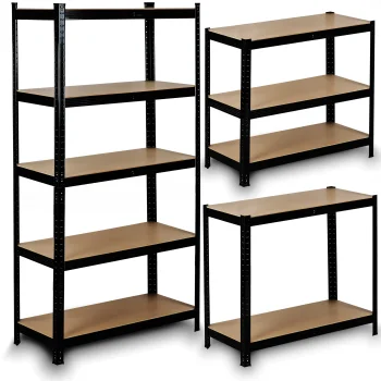 Humberg HR-811 Metal Shelving Unit 150 x 75 x 30 cm, Black