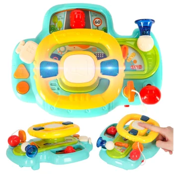 Interactive Steering Wheel Toy for Toddlers with Music and Lights, Blue