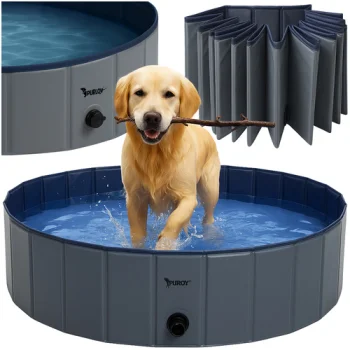 Purlov Folding Dog Pool 160x30 cm, 600L Collapsible Pet Bath