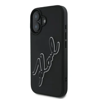 Karl Lagerfeld iPhone 16 Case 3D Rubber Signature, Black