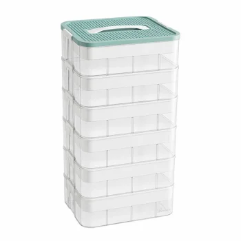 6-Tier Modular Storage Box for Building Blocks, Blue