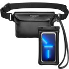 Spigen A621 Universal Waterproof Phone Case and Waist Crossbody Bag, Black