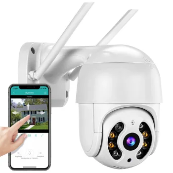 Outdoor PTZ IP Wi-Fi Camera, Full HD, White