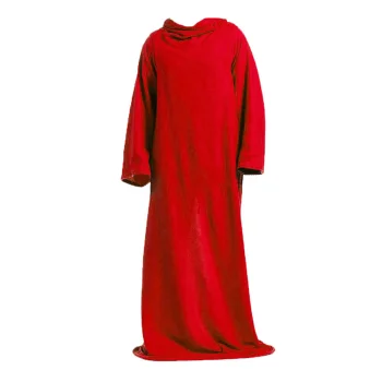Warm Fleece Blanket with Sleeves 138x180cm, Red