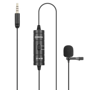 BOYA BY-M1S Wired Lavalier Microphone with 6 m Cable and 3.5 mm TRRS, Black