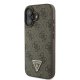 Guess Ādas 4G Triangle Strass MagSafe futrālis iPhone 16 Plus - brūns | Leather case for brown