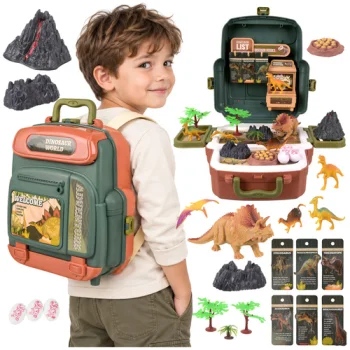 Dinosaur Playset in Backpack with Figures and Volcano, 3+