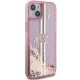 Guess iPhone 15 Plus / 14 Plus Case Liquid Glitter Gold Stripes, Pink