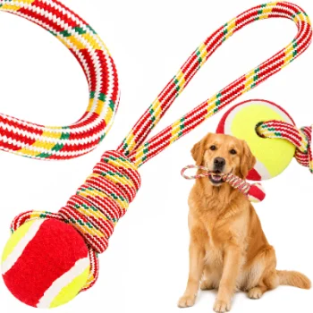 Dog Rope Toy with Tennis Ball, 34 cm