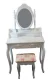 Large Vanity Table Set with Mirror and Stool, White