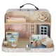 Dollhouse in a Suitcase with Wooden Furniture, 25 pcs, Pink