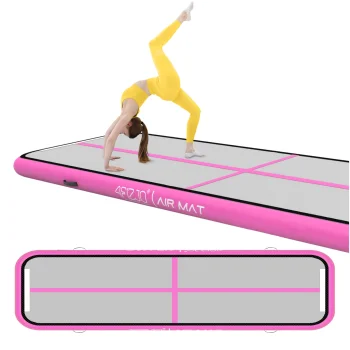 4FIZJO AirTrack Inflatable Gymnastics Track Mat 4 x 1 x 0.15 m, Pink