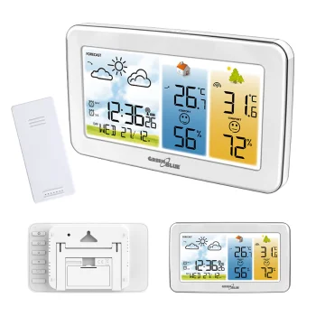 Belaidė meteorologinė stotis GreenBlue GB442 W su lauko jutikliu, balta
