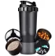 Shaker with Supplement Containers 500ml, Black