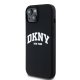 DKNY iPhone 15 / 14 / 13 Case Liquid Silicone White Printed Logo MagSafe, Black