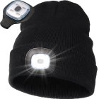 LED Beanie Hat with Light, USB Rechargeable, 3 Light Modes, Black