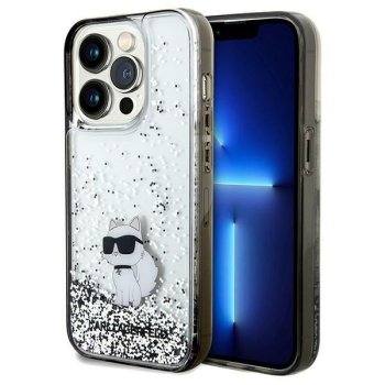 Apple iPhone 14 Pro 6.1'' Karl Lagerfeld Liquid Glitter Choupette Cover Case, Transparent