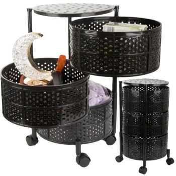 3-Tier Plastic Mobile Storage Cart with Wheels Black