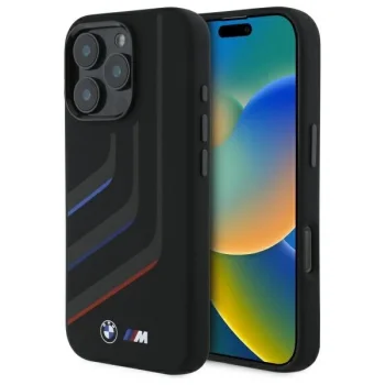 BMW BMHMP16X23SLIK iPhone 16 Pro Max 6.9" black/black hardcase Silicone Turning Lines MagSafe