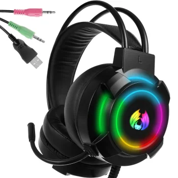 Wired Over-Ear Gaming Headset with Microphone and RGB LED Light 5.1