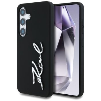 Karl Lagerfeld Silicone Metal Signature Logo vāciņš Samsung Galaxy S25, melns