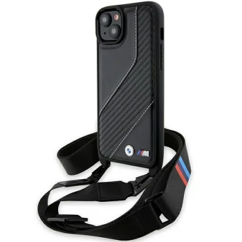 BMW iPhone 15 / 14 / 13 Case M Edition Carbon Stripe & Strap, Black