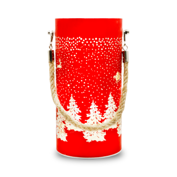 Glass Christmas LED Lantern Forever Light FCL-10, Red and Gold