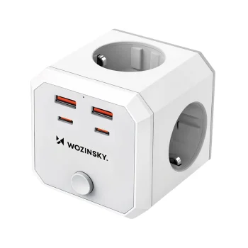Wozinsky WKZ-4B Power Cube 4x AC 2x USB-A 2x USB-C PD 20W 4000W White