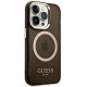 Guess iPhone 14 Pro Max Case Gold Outline Translucent MagSafe Black/Gold