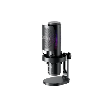 BOYA K9 Wired USB Microphone with RGB Backlight and Stand, Black
