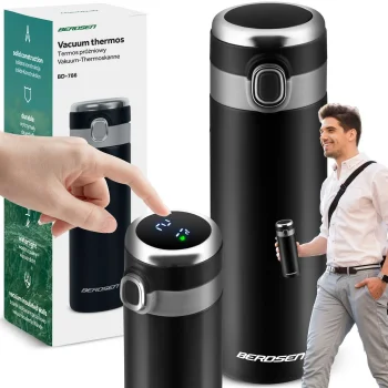 Berdsen BD-786 Vacuum Flask with Thermometer 450 ml, Black
