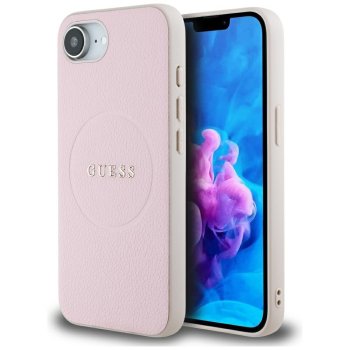 Guess Grained Ring MagSafe Case for iPhone 16e, Pink