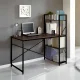 Wooden computer desk with shelves, metal frame, ModernHome