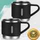 Thermos Flask 500 ml with 3 Cups, Stainless Steel Travel Set, Black